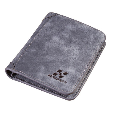 Wallet Short Frosted Leather Retro Three Fold Vertical