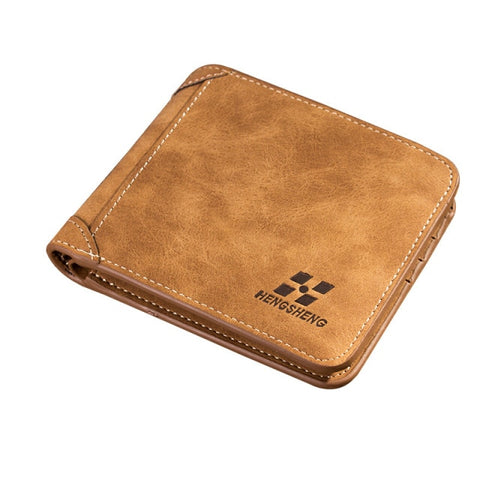 Image of Wallet Short Frosted Leather Retro Three Fold Vertical