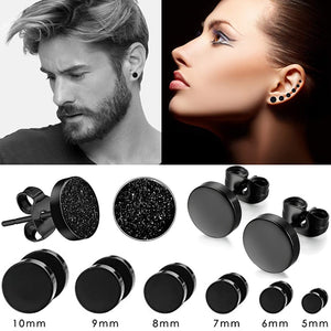 Black Unisex Stud Earring Barbell