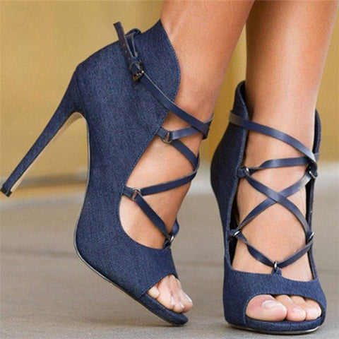 Image of Ankle-Wrap Strappy Sandals