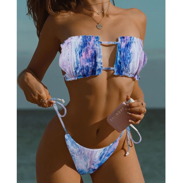 Women Beach Thong Bikini Set