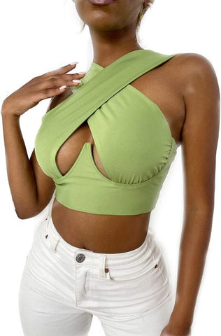 Image of Women's Criss Cross Tank Tops Sexy Sleeveless Solid Color