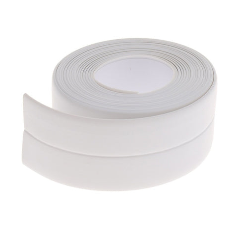 Image of Sink Bath Caulk Tape White PVC Self Adhesive Waterproof Wall Tape for Bathroom Kitchen