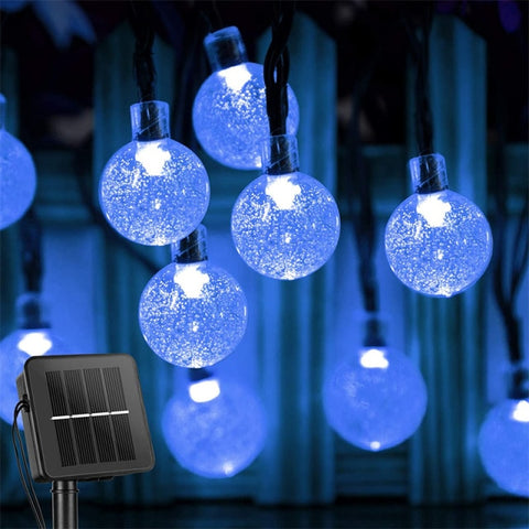 Image of Solar String Lights Outdoor 60 Led Crystal Globe Lights with 8 Modes Waterproof Solar Powered Patio Light for Garden Party Decor