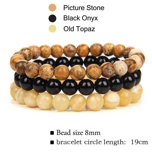 8mm Natural Stone Bracelet Sets 3Pcs/set
