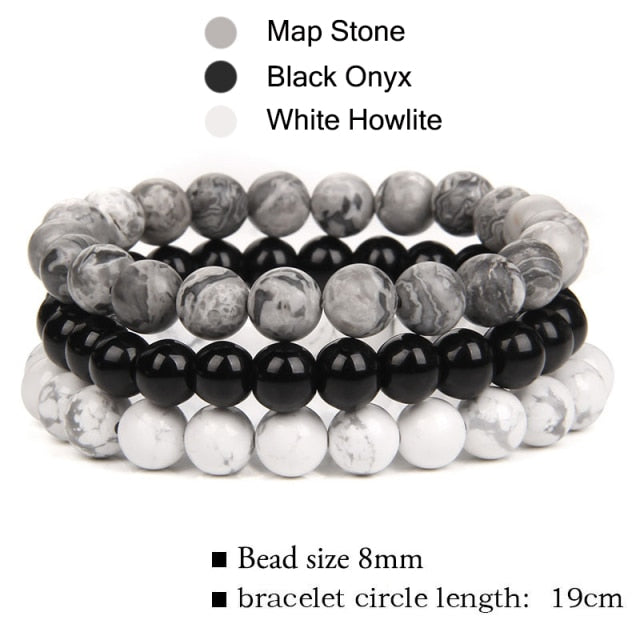 8mm Natural Stone Bracelet Sets 3Pcs/set