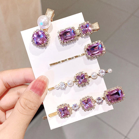 Image of 1 Set Women Hair Clips Headwear Jewelry Fashion Crystal Hair Accessories for Girls Luxury Pearl Barrettes Pins Christmas Gift