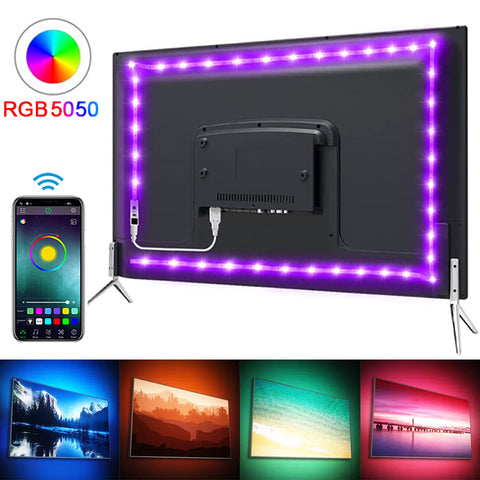 Image of RGB 5050 Led Strip Light Bluetooth App 5V USB Led Tape Flexible