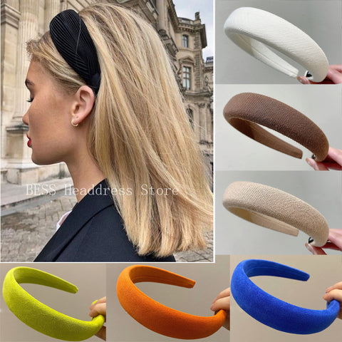 Image of New Solid Wide Hair Bands Hoop for Women Vintage Soft Elastic Headband Fashion Girls Thicken Hairband Headwear Hair Accessories